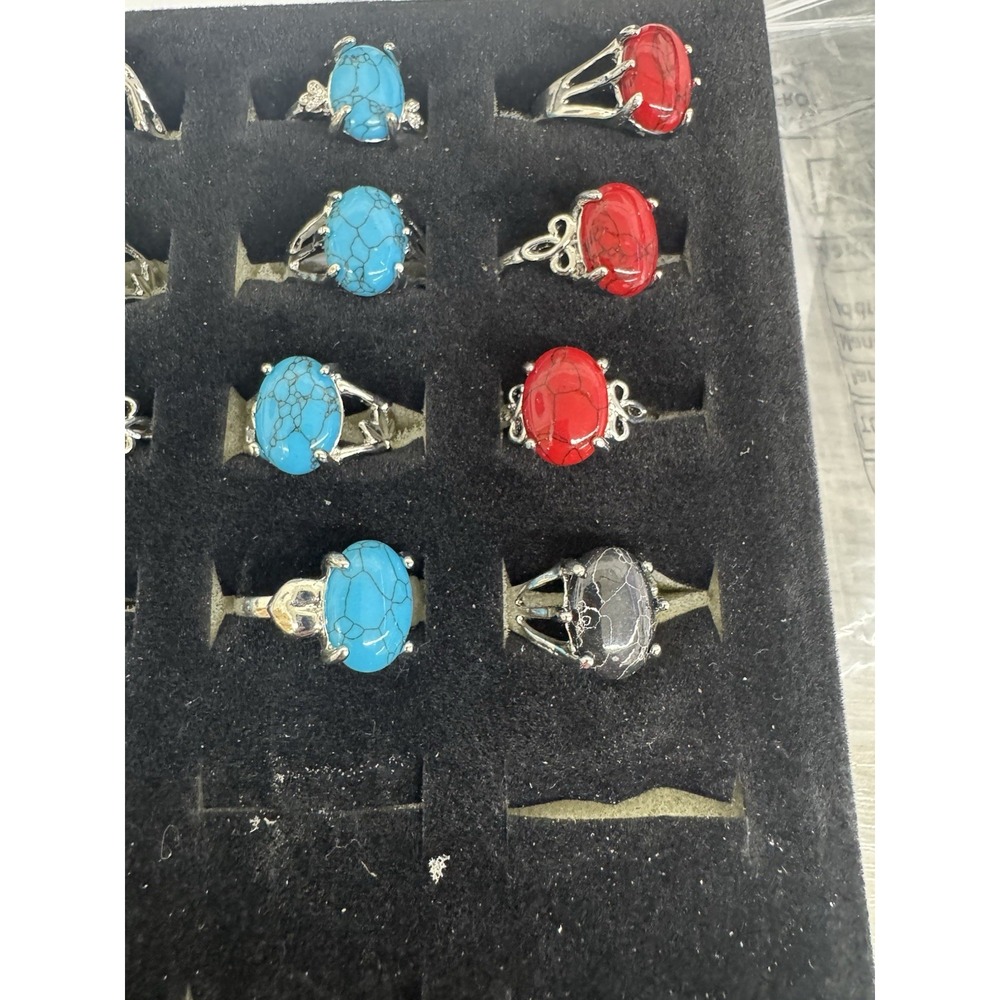 Wholesale Rings 20 Pc Bulk Lot Mixed Colored Stone Costume Rings Ships From USA
